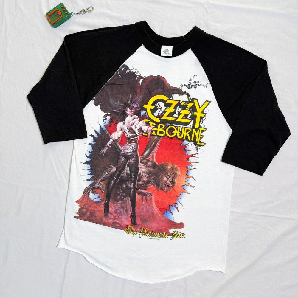 Vtg Ozzy Osbourne 80's Ultimate Tour Raglan T-Shirt - Size S/M